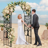 Evergreen Plow & Hearth Tree of Life Garden Arbor - 7 Feet Tall | Slim Metal Arch with Iron Trellis for Climbing Plants | Elegant Wedding Arbor | Outdoor Patio & Garden Decor Evergreen