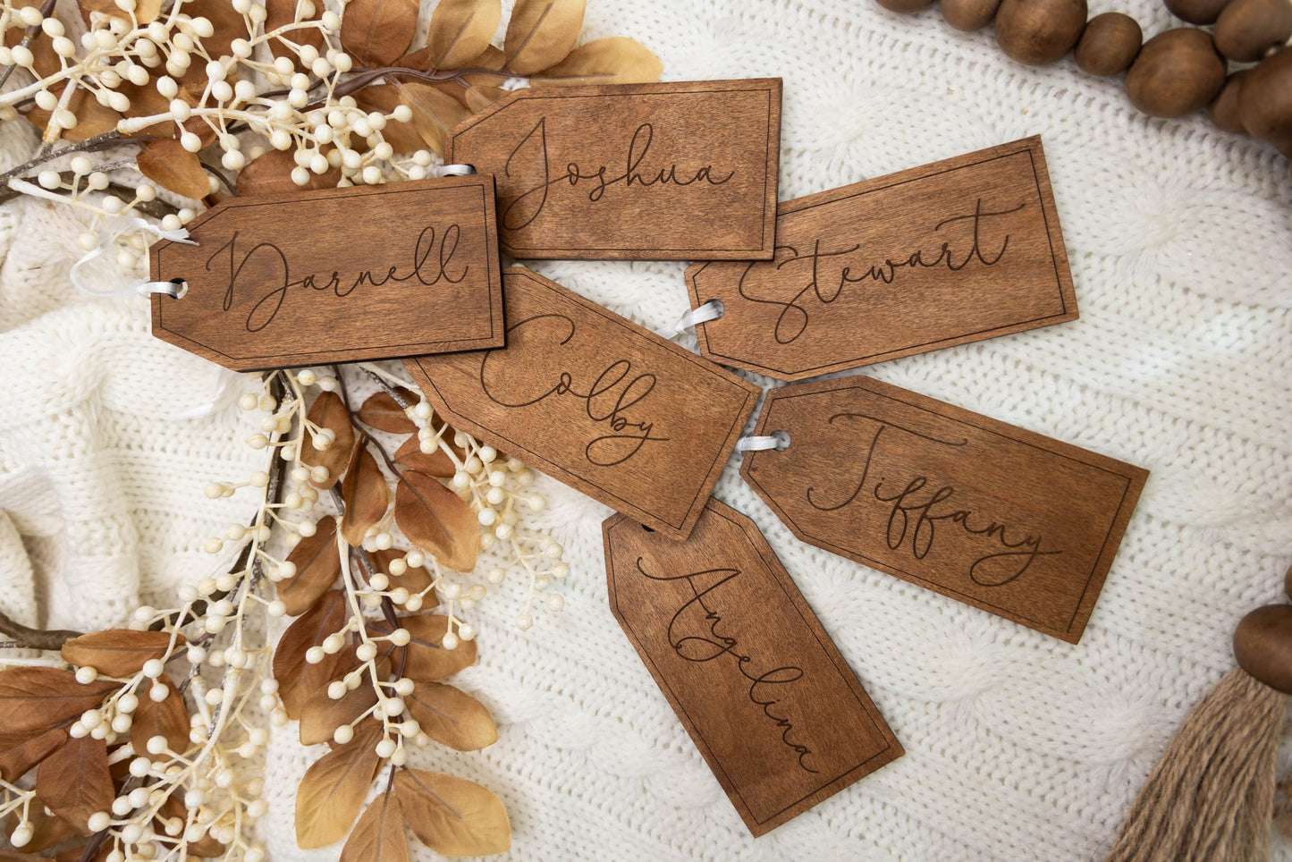 Engraved Christmas Stocking Tags | Stocking Name Tags | Personalized Stocking Tags | Family Stockings | Name Tags Wooden | Stocking Gift Tag - WoodArtSupply