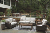 Signature Design by Ashley Paradise Trail Outdoor Patio Sofa with Cushion and 2 Pillows, Brown & Beige Signature Design by Ashley