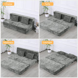 HOMBYS Folding Sofa Bed - Convertible Sleeper Chair with Pillow, 2-Layer Memory Foam Futon Couch, Multi-Functional Lazy Sofa for Living Room/Dorm/Guest Room/Home Office, Removable Cover, Grey HOMBYS