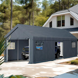 PHI VILLA 13'x24'x9.6' Outdoor Portable Storage Shelter Shed Garage with Roll up Zipper Doors & Vents Carport for Motorcycle Waterproof and UV Resistant Anti-Snow Portable Garage Kit Tent, Gray PHI VILLA
