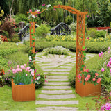 Moccha Wooden Garden Arbor with Planter - Outdoor Arbor Trellis for Climbing Plants, Roses, Vines, Outside Pergola Planter, Garden Arch for Lawn Backyard Wedding Ceremony Bridal Party (Natural) LDAILY