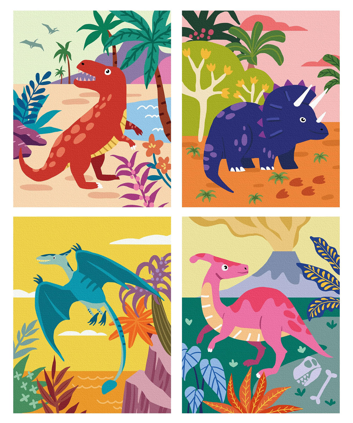 SUMGAR DIY Paint by Numbers Kit for Kids 4 Sets Cartoon Dinosaurs Paint by Numbers Christmas Gift for 8-12 Children Beginner 16x20 Inch Without Frame Acrylic Oil Painting Drawing Craft Work SUMGAR