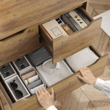 HOSTACK Modern 6 Drawer Dresser for Bedroom, Tall Chest of Drawers with Storage, Large Wood Storage Chest Organizers with Cut-Out Handles, Accent Storage Cabinet for Living Room, Hallway, Rustic Brown HOSTACK