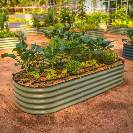 Vego garden Raised Garden Bed Kits, 17" Tall 6 in 1 Modular Metal Raised Planter Bed for Vegetables Flowers Patio Ground Planter Box-Olive Green Vego garden