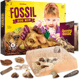 Dan&Darci Real Fossil Dig Kit for Kids - Science Kits for Boys & Girls Age 8-12 - Birthday Gift Ideas for 8, 9, 10, 11, 12 Year Old Boy or Girl - Fossils Digging STEM Toys for Ages 8-13 Dan&Darci