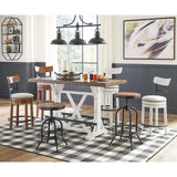 Signature Design by Ashley Valebeck Rustic Farmhouse 36" Counter Height Dining Table, Brown & White Signature Design by Ashley