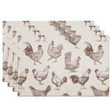 Farm Chicken Place Mats Indoor，Farmhouse Rustic Linen Washable Heat Resistant Placemats for Kitchen Dining Tables，Farmhouse Placemats Set of 4，Dining Table Decoration Supplies(12X18 inches) A20 Eronm