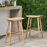 Christopher Knight Home Magwen Outdoor Acacia Wood Barstool with Wicker (Set of 2), Light Brown + Multi Light Brown Christopher Knight Home