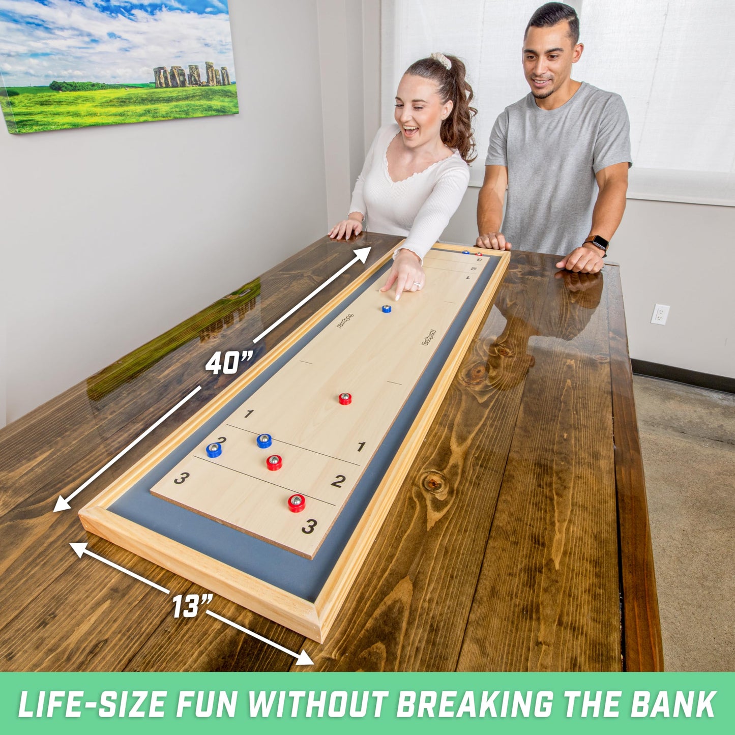 GoSports Shuffleboard and Curling 2 in 1 Board Games - Classic Tabletop or Giant Size - Choose Your Style - WoodArtSupply