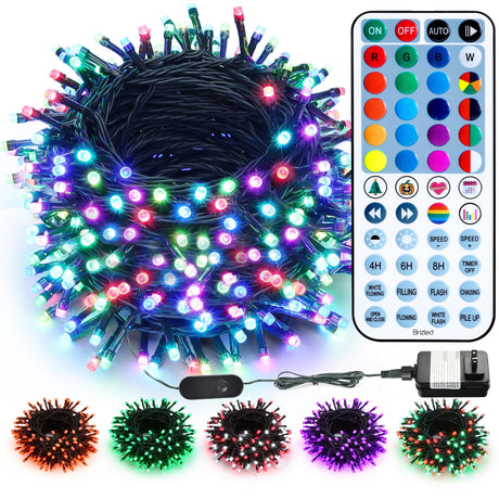 Brizled RGB Christmas Lights, 164ft 500 LED Color Changing String Lights, Dimmable Christmas Tree Lights, Indoor Christmas Lights, Multifunctional Fairy Lights with Remote for Outdoor Xmas Party Decor Brizled