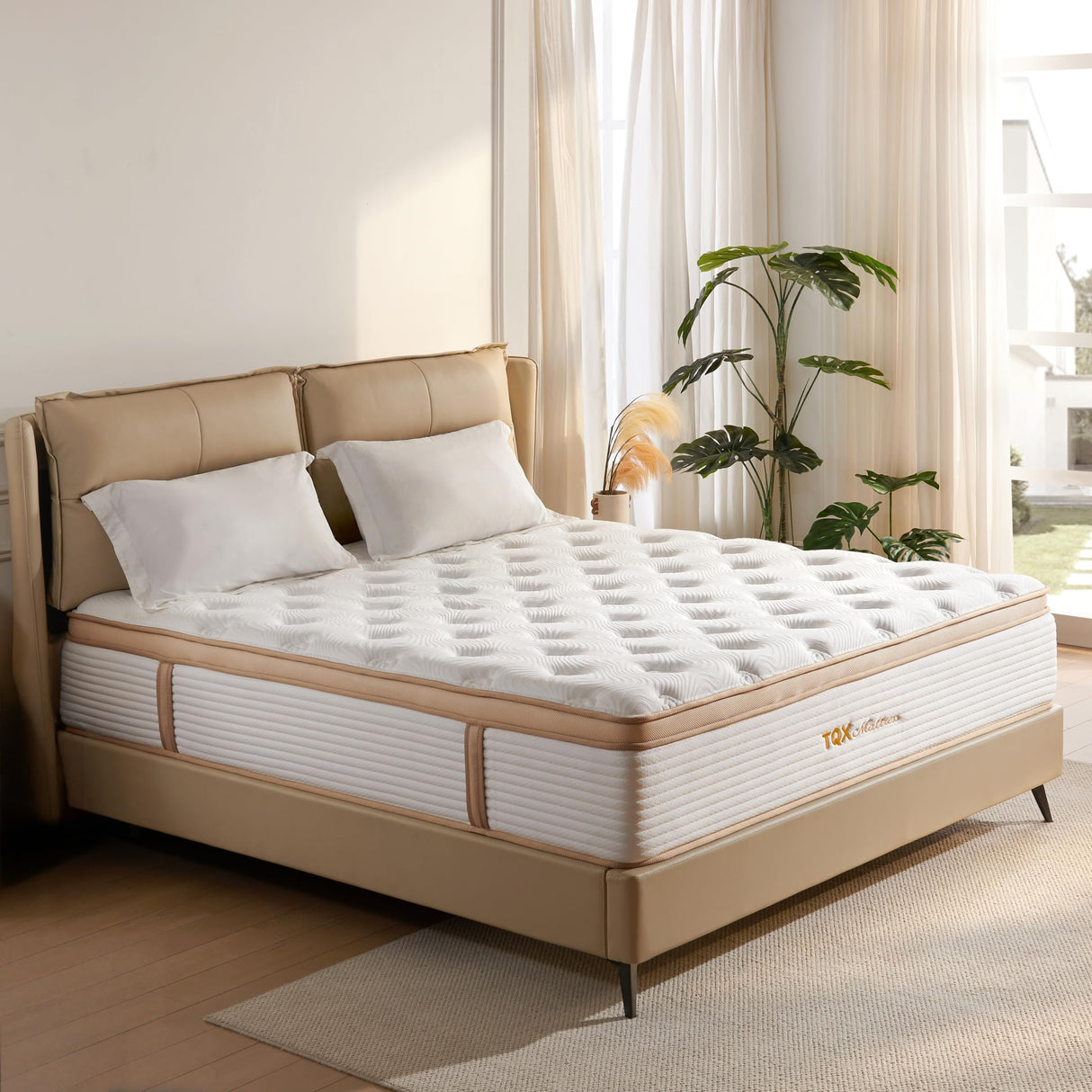 Twin Mattress, 10 Inch Twin Mattress for Kids,Adult,Pocket Springs for Pressure Relief, Motion Isolation CertiPUR-US Certified, Edge Support,Fiberglass Free，Soft Feel but Supportive，365 Night Trial TQX