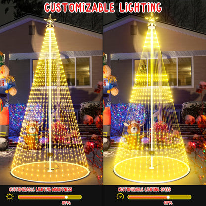 Led Outdoor Christmas Tree, 20ft Prelit Christmas Tree, Smart Outside Christmas Tree Light Show App Control with 1512 LED Lights Color Changing Sync APP & Remote Control Christmas Tree Lighting