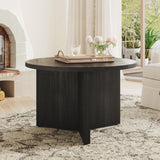 Luoxiao Coffee Table for Small Space, Minimalist Modern Table for Living Room, Durable & Sturdy Small Round End Table with Adjustable Feet Pads, Black Luoxiao