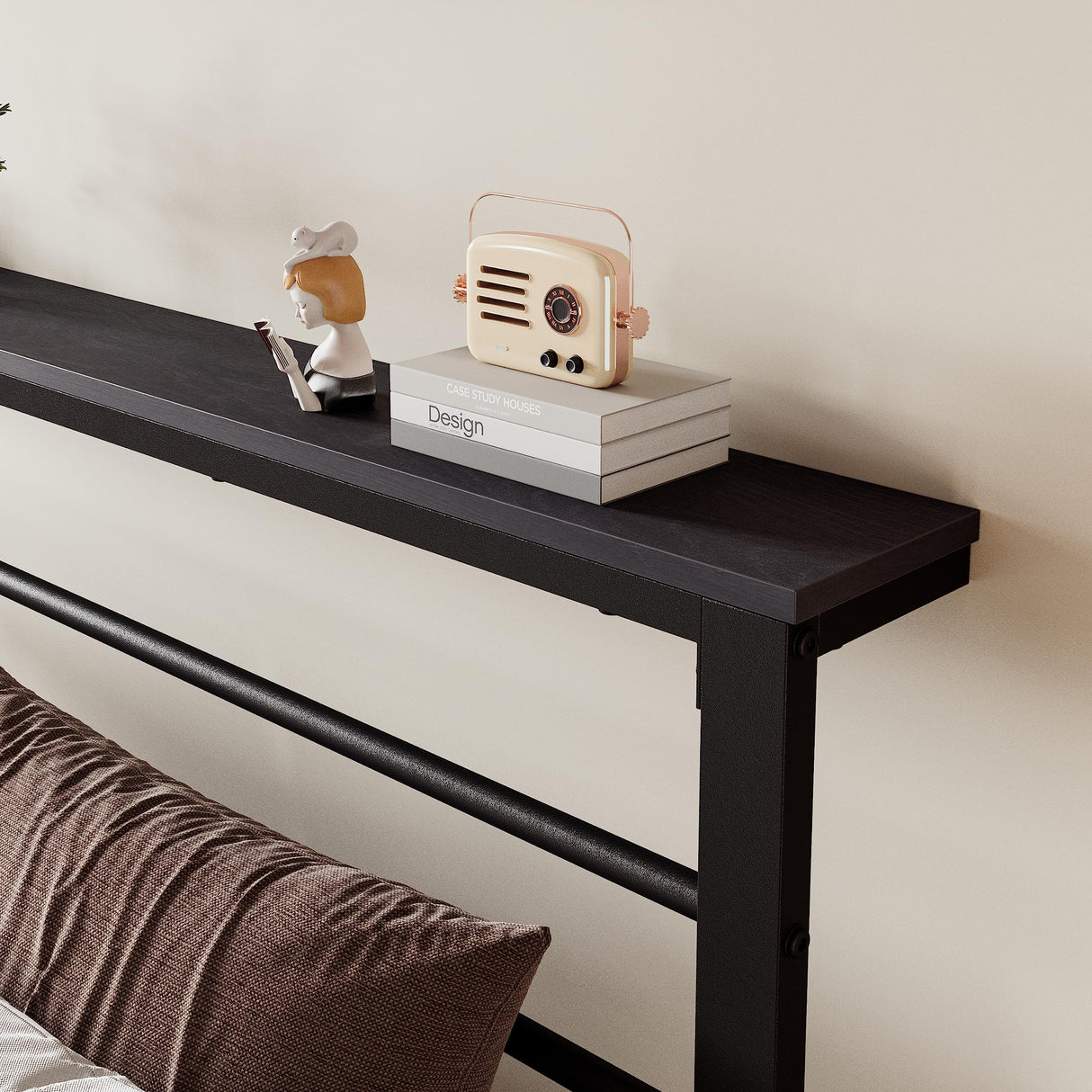 SHA CERLIN Heavy Duty Twin Bed Frame with Practical Headboard Shelf and Strong Metal Support SHA CERLIN