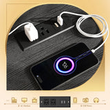 Dresser for Bedroom with 10 Drawers & Shoe Rack Fabric Dressers & Chests of Drawers with LED Lights and Power Outlets Bedroom Dresser for Entryway, Halfway, Closet (Charcoal Black) EnHomee