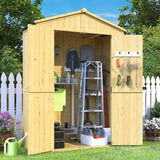 IWDOO Outdoor Storage Shed, 76'' Outdoor Shed Storage Cabinet, Garden Shed, Wood Tool Shed with Lockable Doors and Floor, Waterproof Roof for Yard, Patio, Deck, Porch, Lawn IWDOO