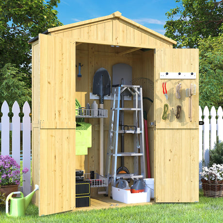 IWDOO Outdoor Storage Shed, 76'' Outdoor Shed Storage Cabinet, Garden Shed, Wood Tool Shed with Lockable Doors and Floor, Waterproof Roof for Yard, Patio, Deck, Porch, Lawn IWDOO