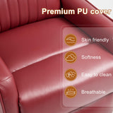 Manual Swivel Rocker Recliner Chair for Adults, Overstuffed Recliner Glider with Massage and Heat, Living Room Reclining Chair, PU Leather Red Luxlen