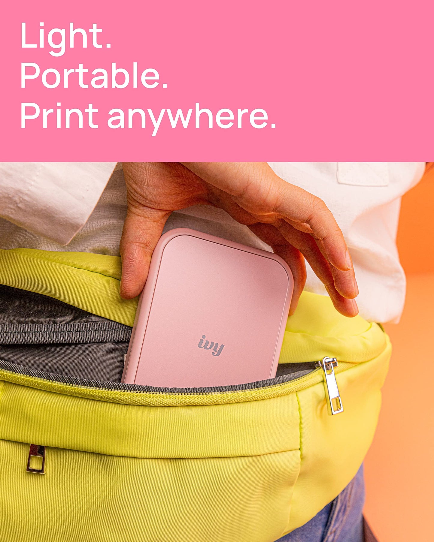 Canon Ivy 2 Mini Photo Printer, Print from Compatible iOS & Android Devices, Sticky-Back Prints, Blush Pink