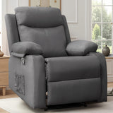 Korser Recliner Chair, Small Recliners for Small Spaces, Manual Recliner with Cup Holders and Side Pockets, Reclining Chair, Chairs for Living Room, Bedroom, Nursery, Darkgrey Korser