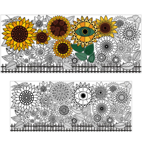 OHOME Sunflower Giant Coloring Poster/Tablecloth - Sunflower Decor - 30 x 72 Inches Jumbo Coloring Banner Kids Crafts Activities Decor Party Supplies OHOME