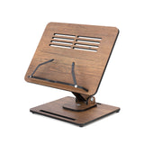Vigo Wood Book Stand for Reading 360° Adjustable, Wooden Laptop Stand, Cookbooks Holder, Music Scores, Featuring Multi-Height Angles and Foldable Design with Page Clips. Vigo Wood