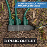 Iron Forge Cable 3 Outlet Power Strip Outdoor Extension Cord 15 ft, 16/3 Weatherproof Heavy Duty Black Extension Cord with Multiple Outlets 3 Prong IRON FORGE CABLE