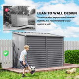 Outsunny 4.6' x 9' Steel Outdoor Storage Shed, Lean to Shed, Metal Tool House with Foundation Kit, Lockable Doors, Gloves and 2 Air Vents for Backyard, Patio, Lawn, Gray Outsunny