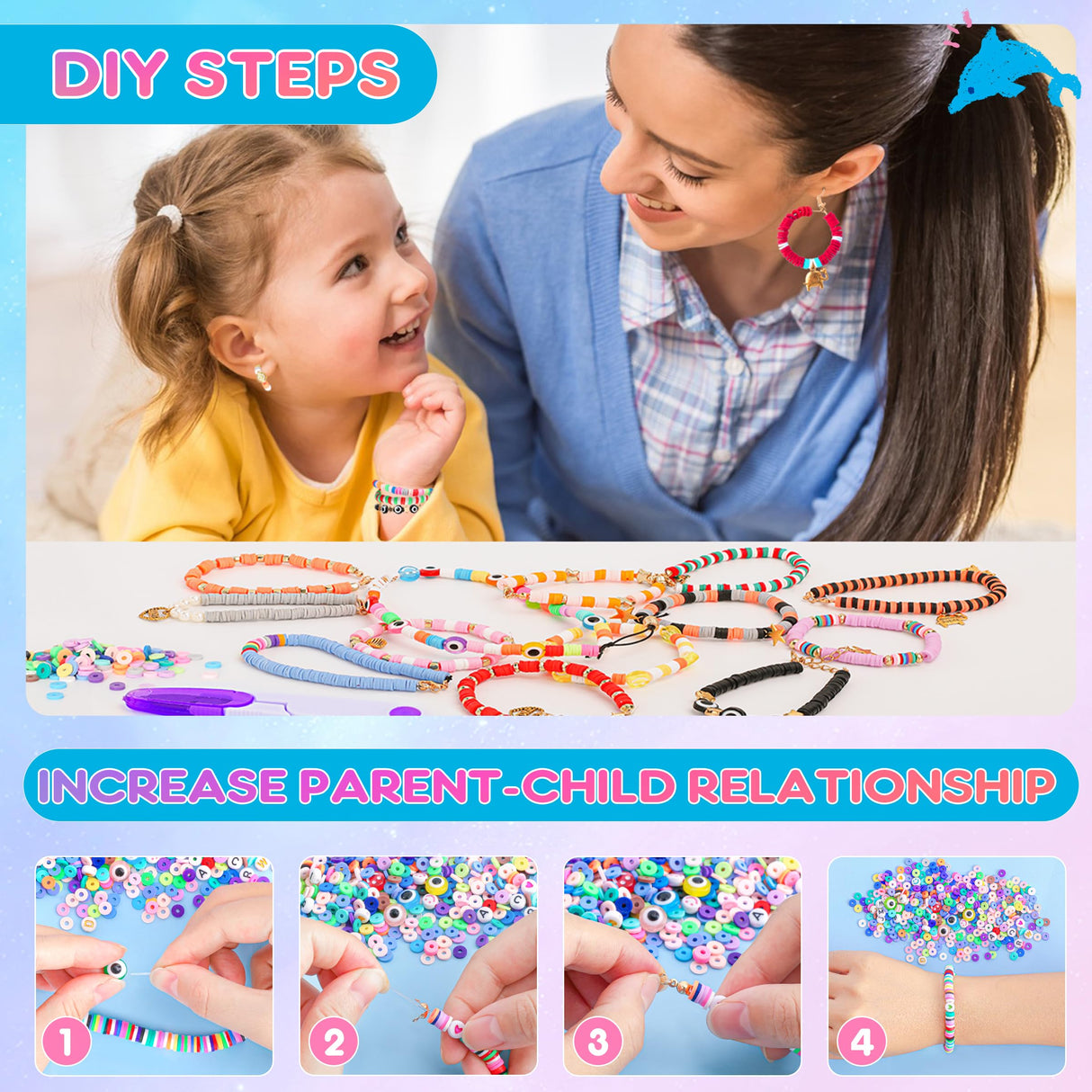 5800 PCS Clay Beads Bracelet Making Kit, 24 Colors Flat Preppy Beads for Friendship Jewelry Making, Polymer Heishi Beads with Charms DIY Arts and Crafts Birthday Gifts Toys for Teen Girls Age 6+ BHYTAKI