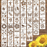 50 PCS Flower Painting Stencils Reusable Flower Stencils for Painting on Wood Rocks Canvas Fabric Glass Pottery 4x4 Inch CH HAICHENG