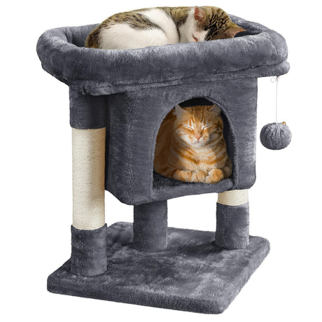 Yaheetech 23.5in Cat Tree Tower, Cat Condo with Sisal-Covered Scratching Posts, Cat House Activity Center Furniture for Kittens, Cats and Pets - Dark Gray Yaheetech