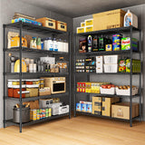 RackBro 48" W Storage Shelves 5-Tier Wire Shelving, 1875LBS Adjustable Metal Shelving with 5 Shelf Liners, Heavy Duty Steel Wire Rack for Garage Commercial Pantry Kitchen, 48" W x 18" D x 72" H, Black RackBro