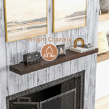 HOMCOM 48 Inch Fireplace Mantel, Floating Farmhouse Solid Fir Wood Shelf, Handmade Heavy Duty Wall Mounted Shelf, with Metal Bracket, Walnut Brown HOMCOM