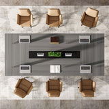 Tribesigns 8FT Large Conference Table for 10 People, Industrial 94.5-Inch Meeting Table with Two Grommets, Rectangular Podcast Training Table for Home Office, Studio, Business, 2 PCS Tribesigns