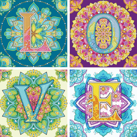 4 Pieces Love Alphabet Diamond Painting Kits, Special Shaped 5D Partial Drill DIY Crystal Diamond Art for Adults, Home Wall Decoration, Valentine’s Day Gifts, Mosaic Craft, 12x12 in antor
