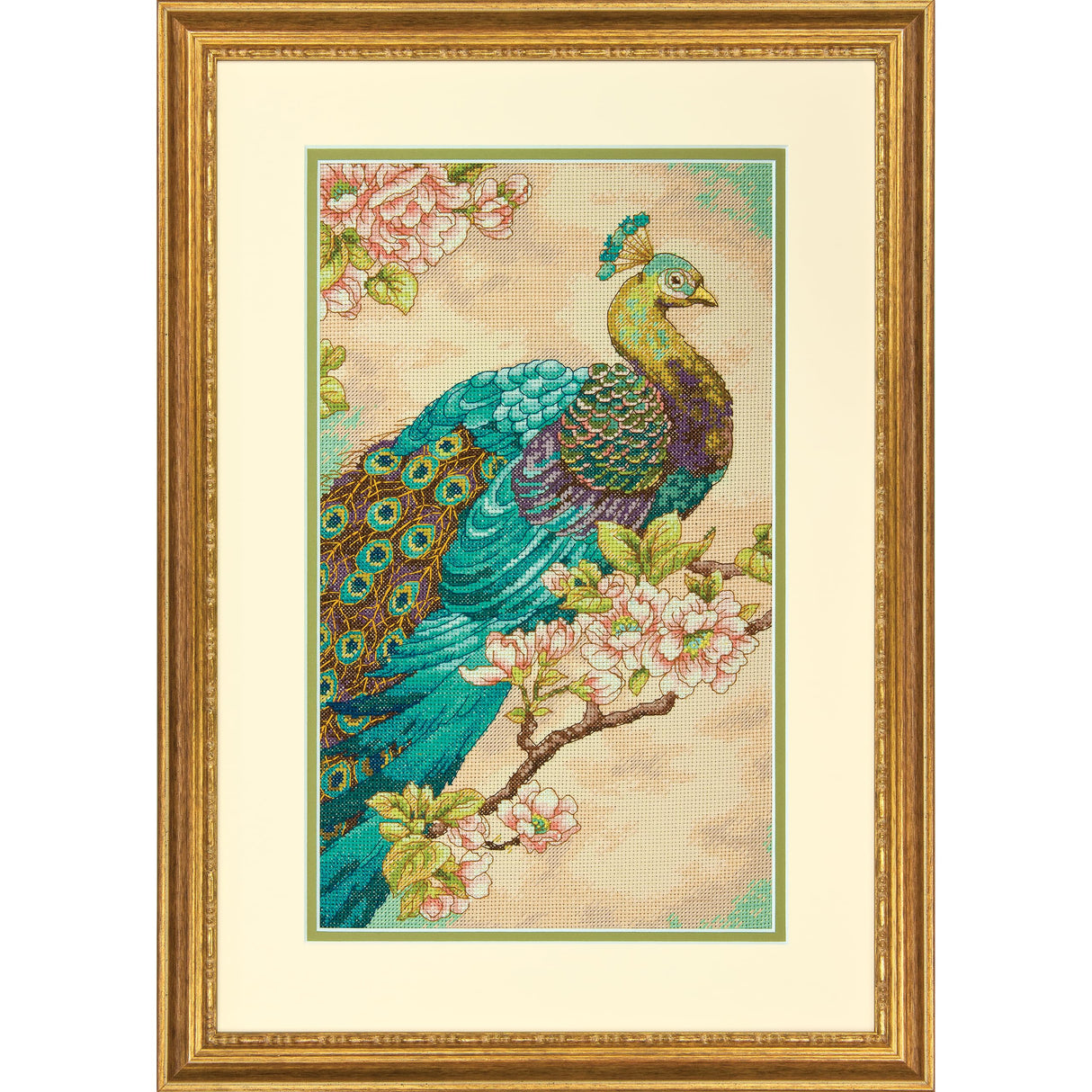 Dimensions Indian Peacock Counted Cross Stitch Kit, 14 Count Natural Aida, 9'' x 15'' Dimensions
