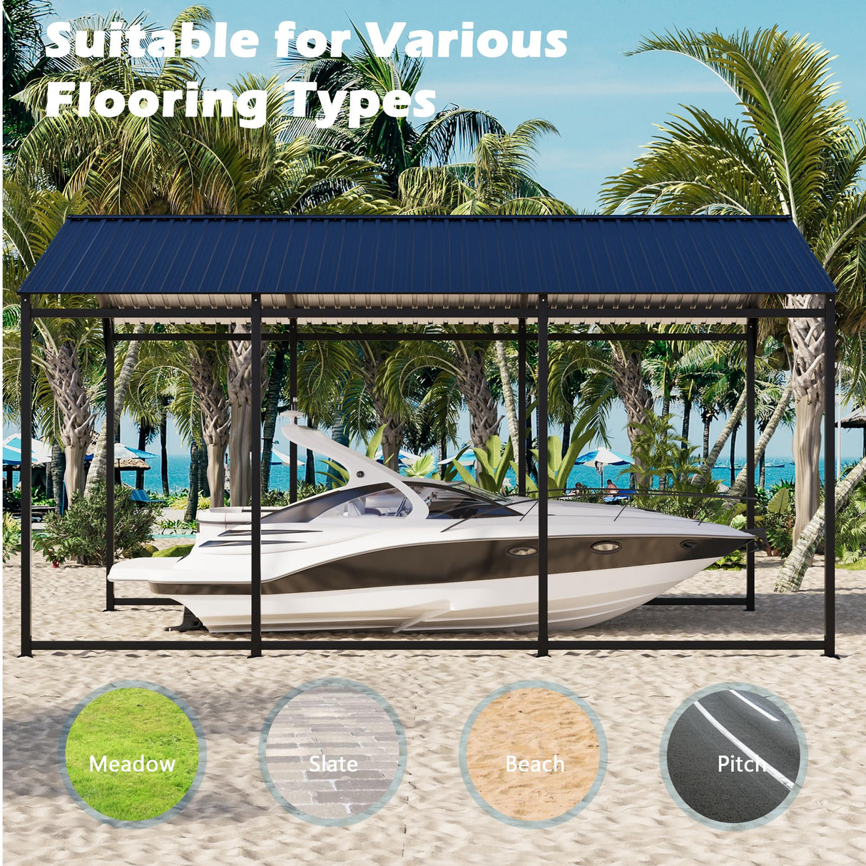 Tobegin 10x15 Carport Heavy Duty Metal Carport with Protective Film Roof,Outdoor Sorage Car Port for Cars,RV Carports,Motorcycles,Trucks,Black Tobegin