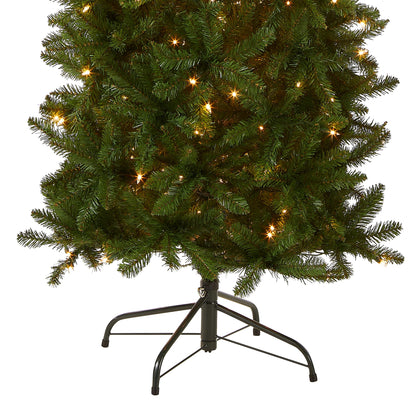 National Tree Company Artificial Pre-Lit Slim Christmas Tree, Green, Kingswood Fir, White Lights, Includes Stand, 9 Feet