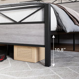 Senfot Heavy-Duty Queen Bed Frame with Rustic Grey Wood Headboard and Footboard Senfot