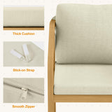 7-Piece Outdoor Dining Set for 6 with 23" Extra Wide Chair and Cushion，Patio Table and Chairs Set with All Acacia Wood Frame, All-Weather PE Rattan Outdoor Patio Furniture Set for Lawn Garden, Beige FansaFurn