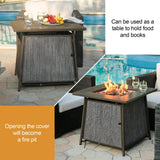 BALI OUTDOORS 50,000 BTU Propane Fire Pit Outdoor, 28 inch Propane Fire Pit Table Square, Gas Firepits for Outside Patio, Garden, Backyard BALI OUTDOORS