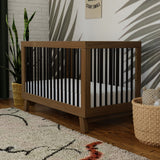 Babyletto Hudson 3-in-1 Convertible Crib with Toddler Bed Conversion Kit in Natural Walnut/Black, Greenguard Gold Certified babyletto