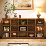 Tribesigns 63-Inch Farmhouse Console Table, 15-Cube Narrow Entryway Table, 4-Tier Wood Behind Couch Sofa Table, All Wood Hallway Table with Storage for Entryway, Foyer, Living Room, Rustic Brown Tribesigns