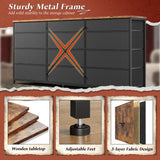 Romorgniz 55" Dresser for Bedroom with 12 Fabric Drawers, Entertainment Center for 60 inch TV Dressers & Chests of Drawers Large Organizer, Living Room, Metal Frame, Wood Top, Rustic Brown Romorgniz