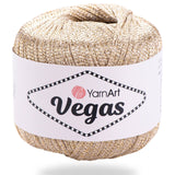 YarnArt Vegas Metallic Yarn – 60% Viscose, 40% Metallic – Sparkling Yarn for Crochet, Knitting, Summer Garments, Shawls, Dresses, Lace Projects, 50g/150m Flat Thread (42) YarnArt