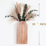 Set of 2 Wooden Vases with Pampas Grass and Eucalyptus – Boho Decor for Living Room, Modern Farmhouse Entryway or Bathroom, Rustic Art for Home Decoration QQBABO