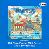Re-marks Harbor City Illustrated Puzzle, 300-Piece Jigsaw Puzzle for All Ages Re-Marks