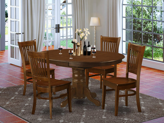 East West Furniture KEVA5-ESP-W 5 Piece Kitchen Table Set for 4 Includes an Oval Dining Table with Butterfly Leaf and 4 Dining Room Chairs, 42x60 Inch, Espresso - WoodArtSupply