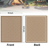 RV Outdoor Rug with Lights 8x10ft, Outdoor Camping Rug, Waterproof, Easy Cleaning, Non Shedding, Foldable and Portable, Reversible Mats for RV, Deck, Beach, Camping, Patio, Picnic (Brown & White) Pafolo